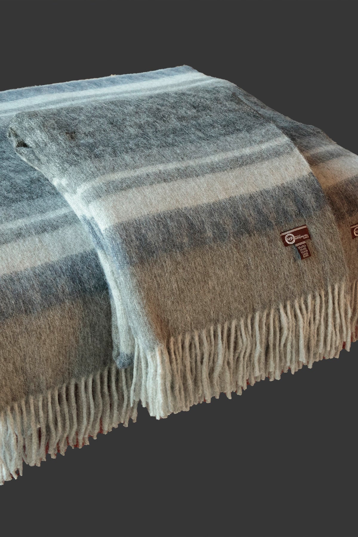 50% Alpaca Cherokee Blanket-Powder Blue/ Charcoal Grey - Alpacas at Marquam Hill Ranch LLC