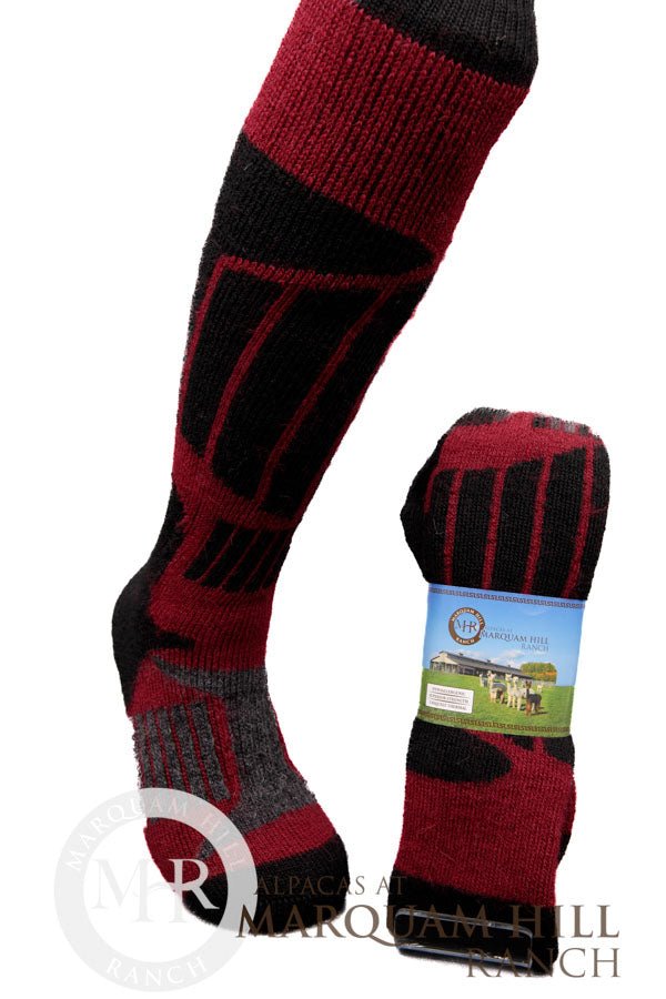 Alpaca Ski and Snowboard Socks-Blk Burg Char : S/M - Alpacas at Marquam Hill Ranch
