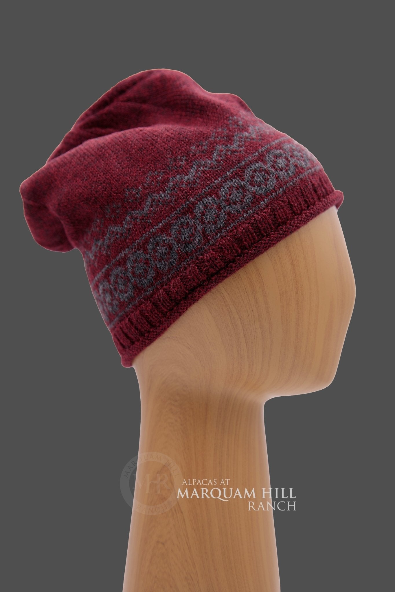 Arctic Alpaca Hat-Burgundy Mige. - Alpacas at Marquam Hill Ranch LLC