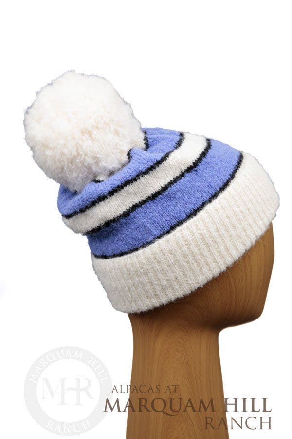 Coral Reef Brushed Alpaca Hat-Nat/Periwinkle - Alpacas at Marquam Hill Ranch LLC