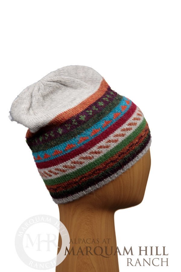 Jacquard Striped Alpaca Hat - Alpacas at Marquam Hill Ranch LLC