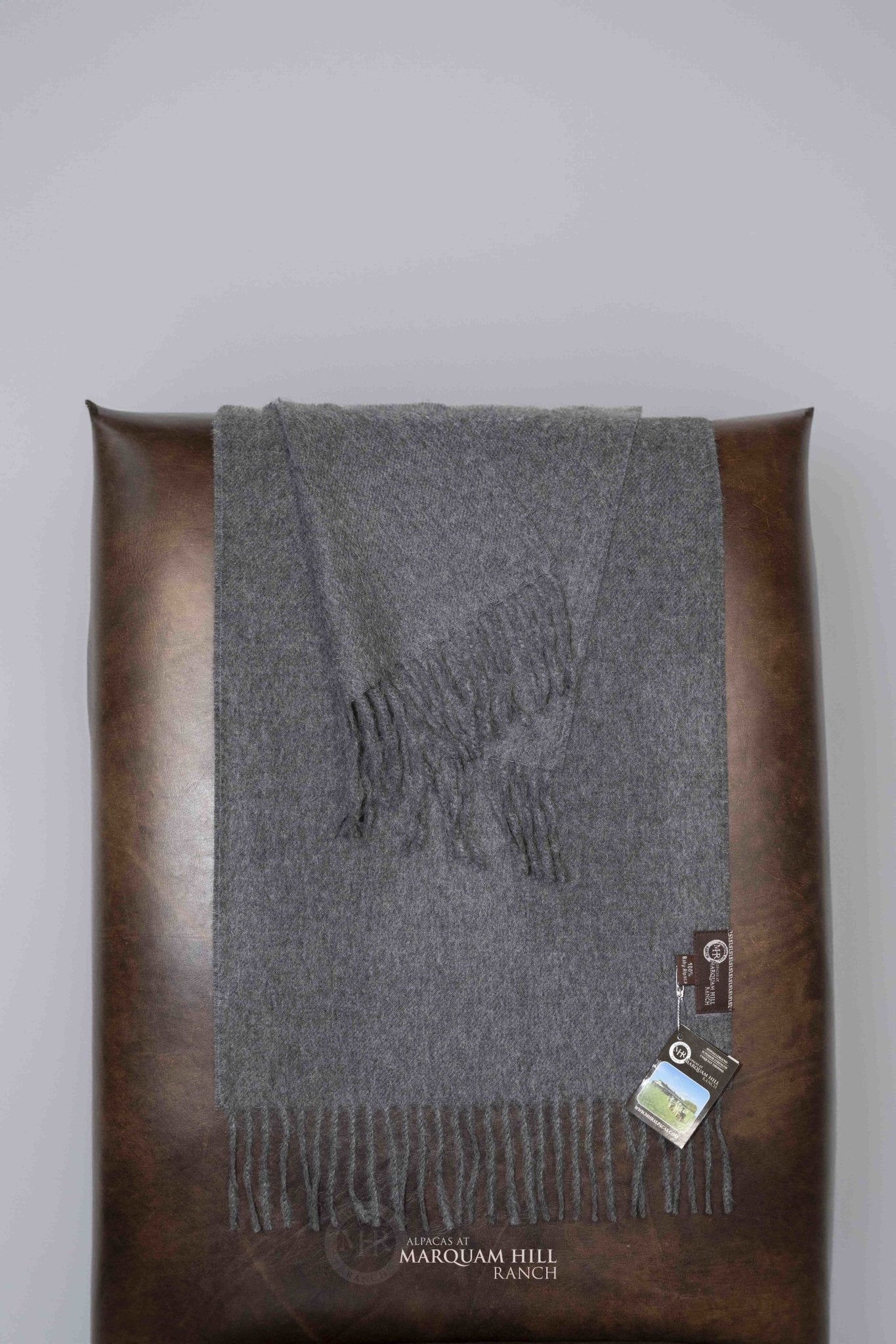 MHR Artisan 100% Baby Alpaca Scarf -Medium Grey - Alpacas at Marquam Hill Ranch LLC