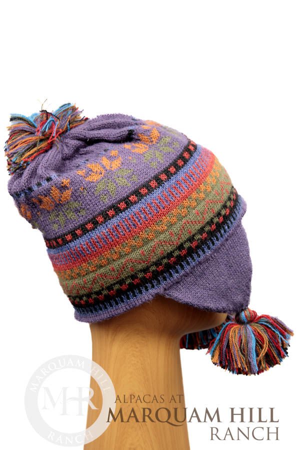 Stripes Hat - Lined-Olive/Orange - Alpacas at Marquam Hill Ranch LLC
