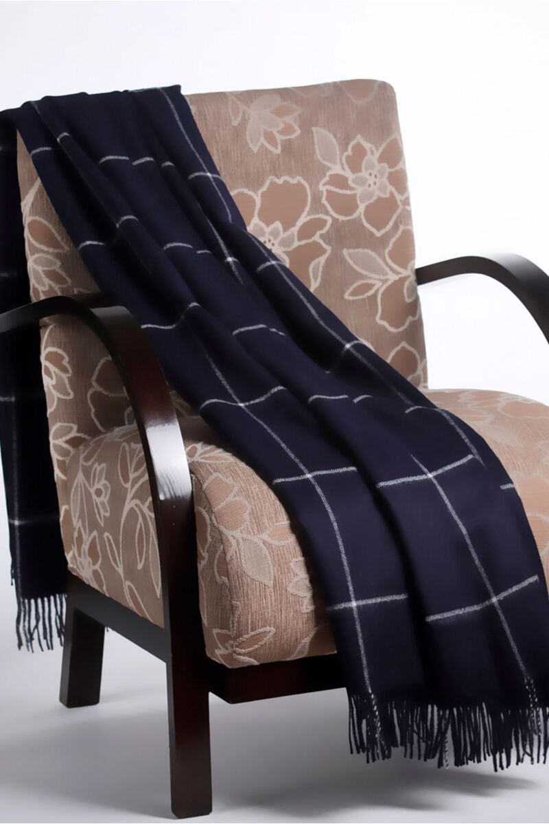 Window Pane Throw-Dk. Navy - Alpacas at Marquam Hill Ranch LLC