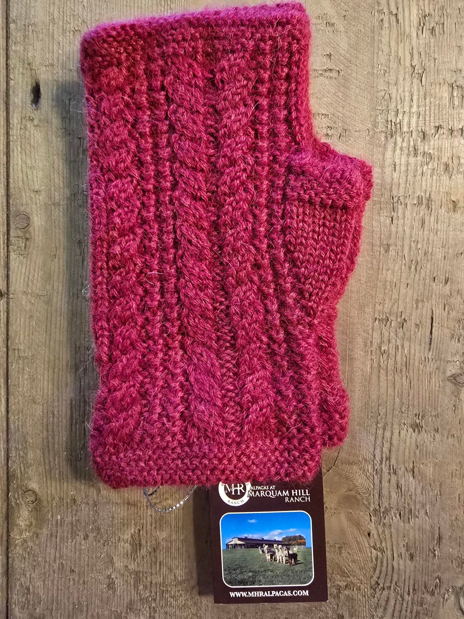 Alpaca Cable Fingerless Gloves - Burgandy - Alpacas at Marquam Hill Ranch LLC