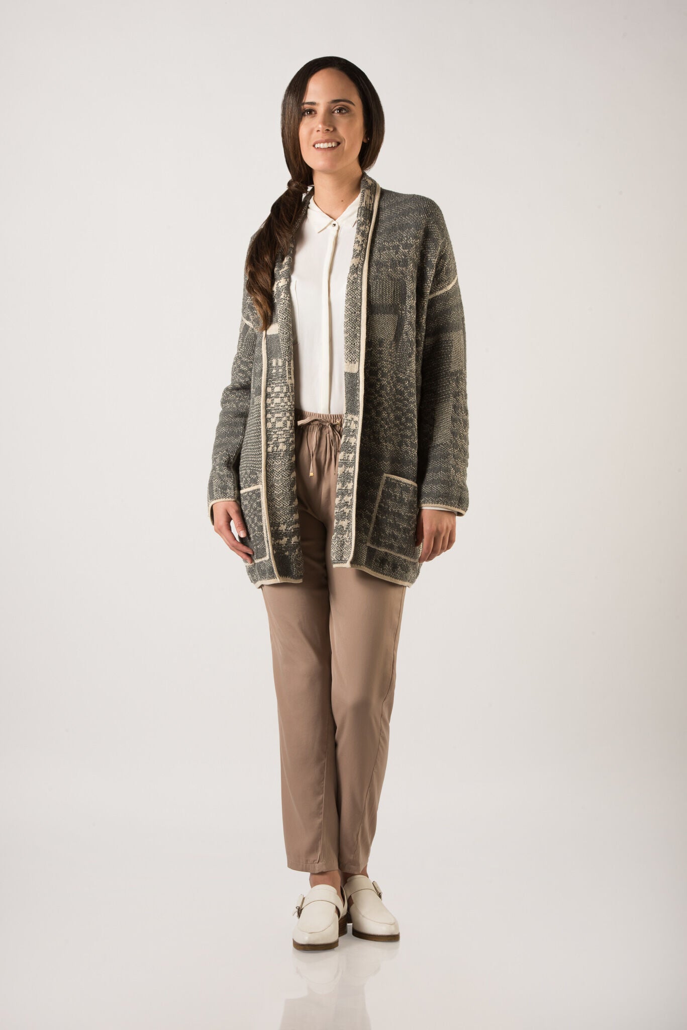 Alba Alpaca Coat-Black/White : Small - Alpacas at Marquam Hill Ranch