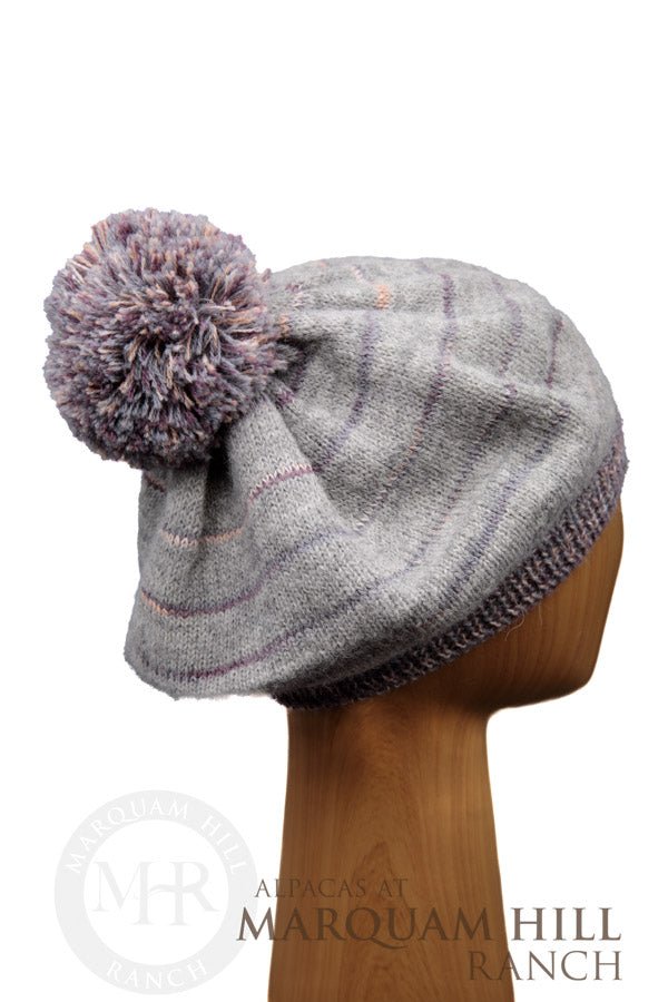 Brushed Beret Alpaca Hat-Lt Grey - Alpacas at Marquam Hill Ranch LLC