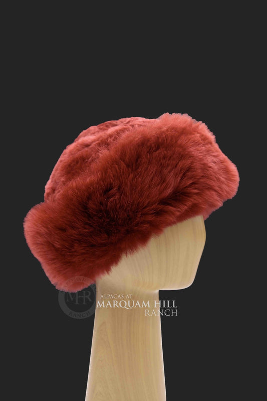PREMIUM Baby Alpaca Fur Hat-Burgundy - Alpacas at Marquam Hill Ranch LLC