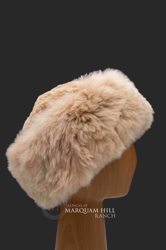 PREMIUM Super Baby Alpaca Fur Hat-Beige - Alpacas at Marquam Hill Ranch LLC