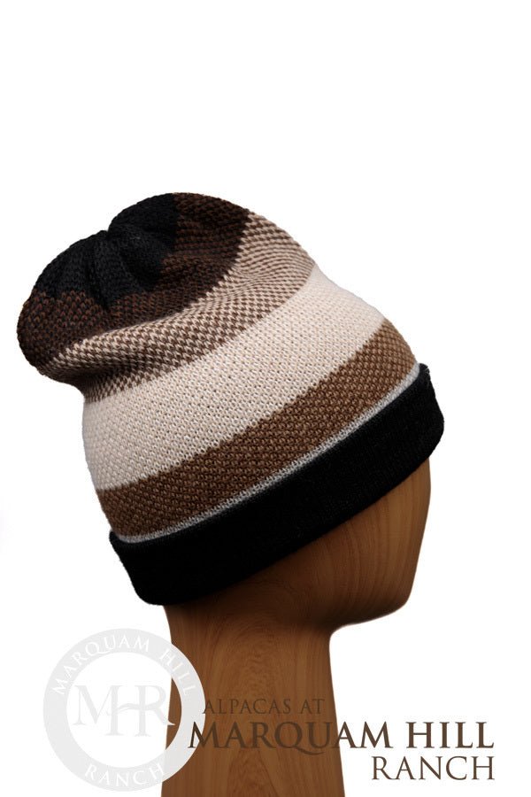 Reversable Sand Dune Baby Alpaca Hat - Combine Blk-Brwn - Alpacas at Marquam Hill Ranch LLC